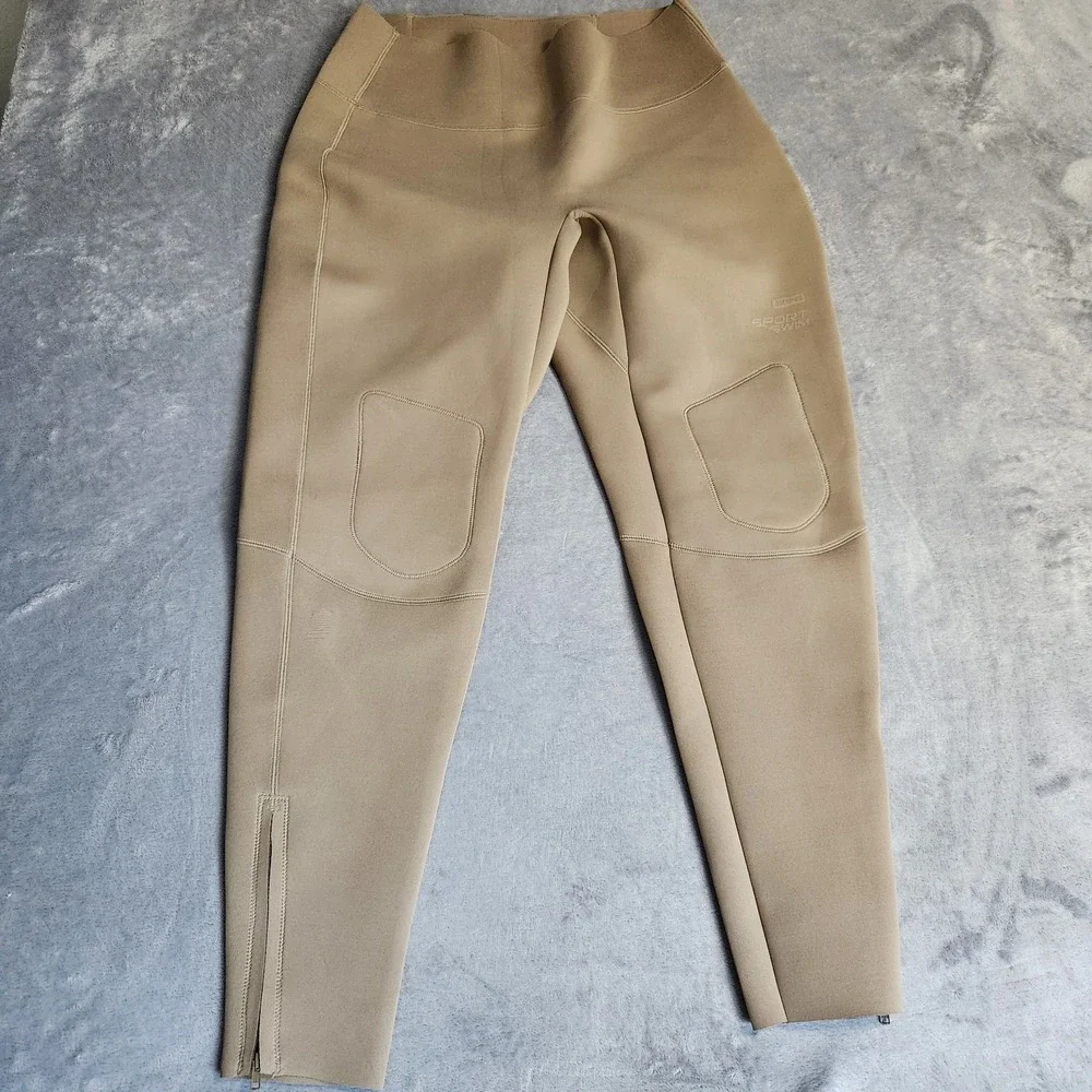 New SKIMS Sport Swim Scuba High Waisted Ankle Zip Leggings Desert 2X Tan